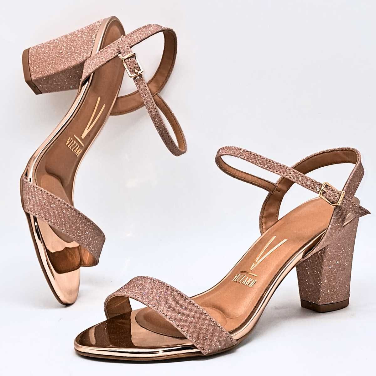 Sandália Vizzano Feminina Salto Bloco Conforto 6262.474 Dourado 3