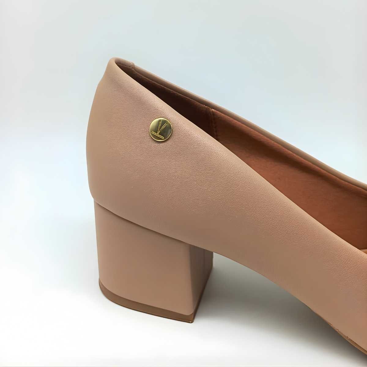 Scarpin Feminino Vizzano Salto Grosso Baixo Estilo 1220.315 Bege 3