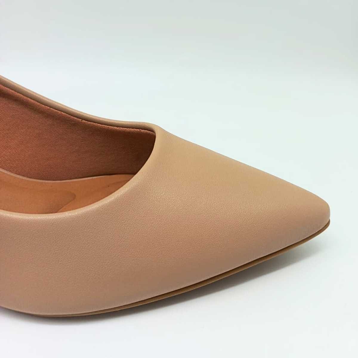 Scarpin Feminino Vizzano Salto Grosso Baixo Estilo 1220.315 Bege 4