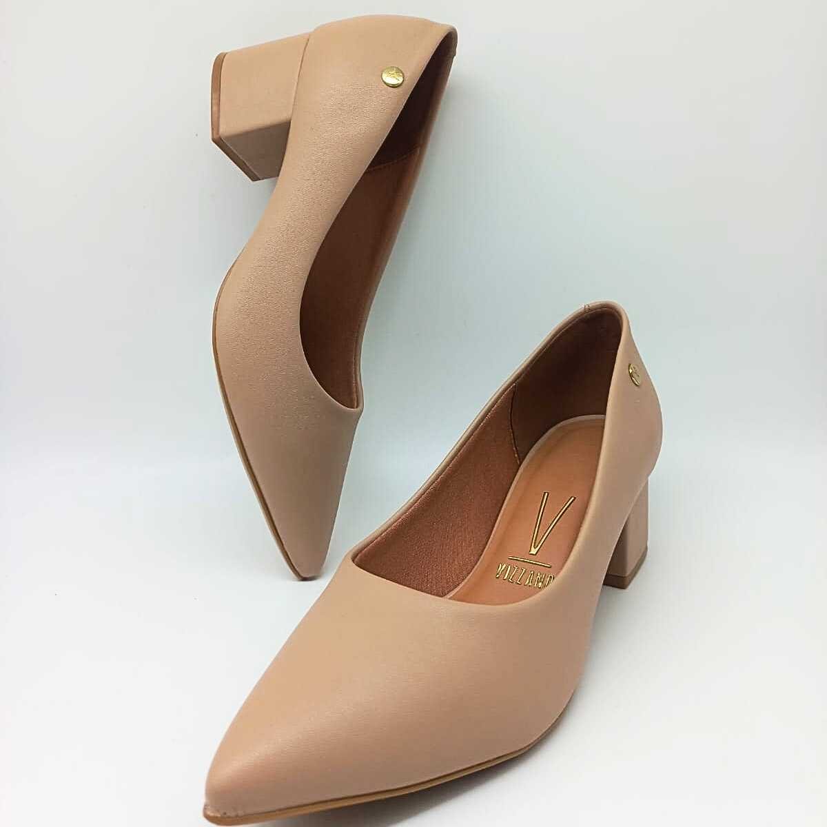Scarpin Feminino Vizzano Salto Grosso Baixo Estilo 1220.315 Bege 7