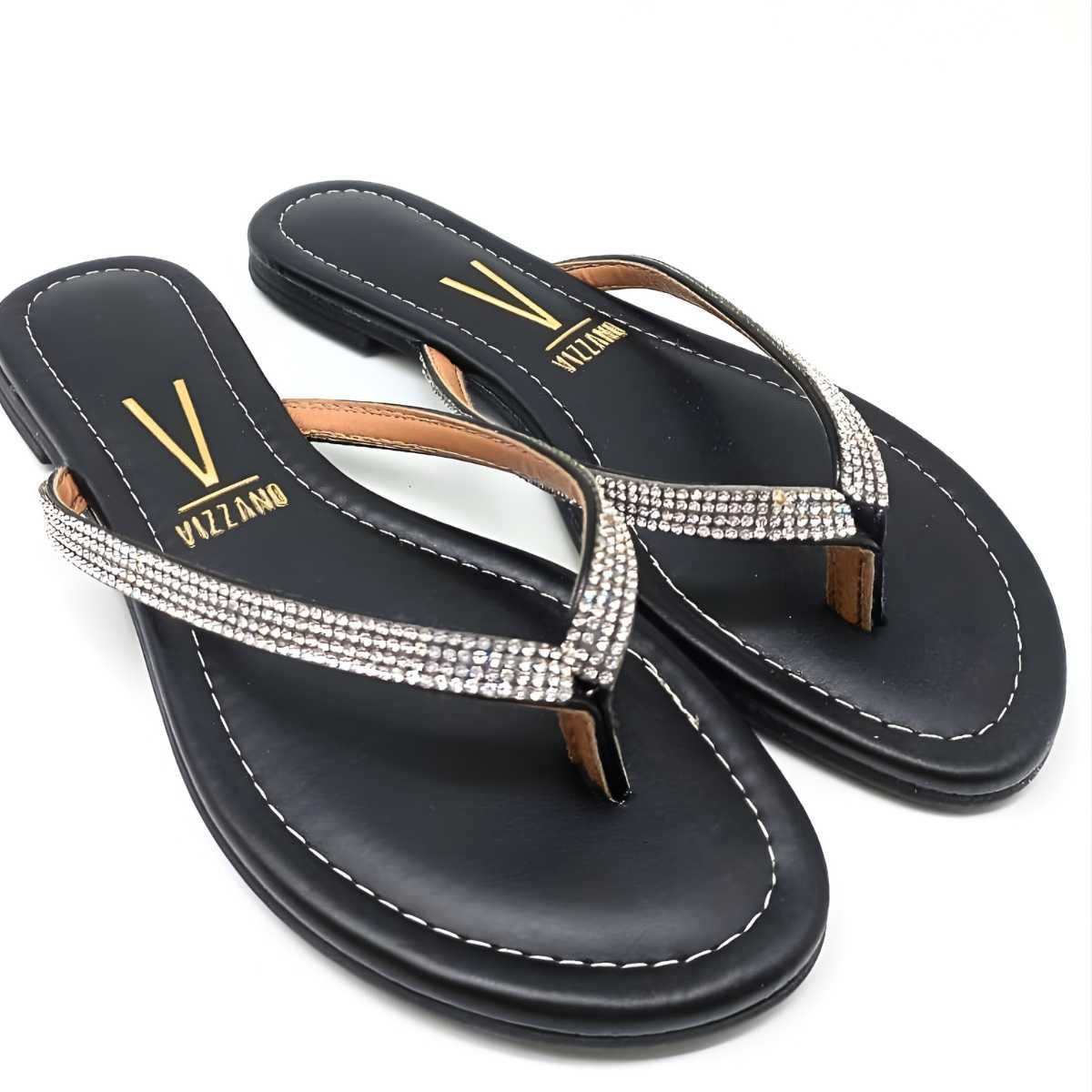 Sandália Feminina Vizzano Rasteirinha Strass Estilo 6371.300 Preto 3