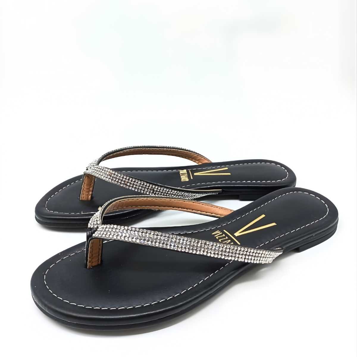 Sandália Feminina Vizzano Rasteirinha Strass Estilo 6371.300 Preto 4
