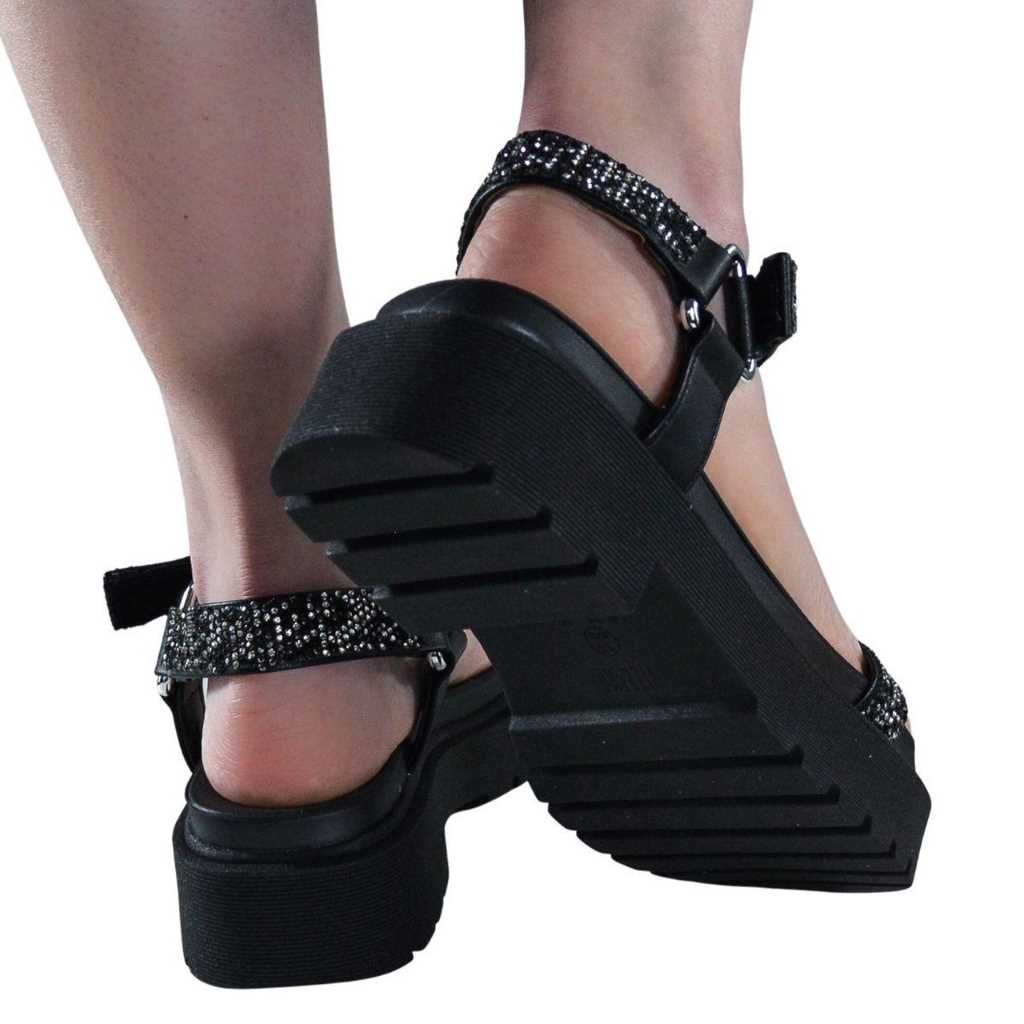 Sandalia Feminino Vizzano Papete Strass Estilo Confy 6499.103 Preto 5