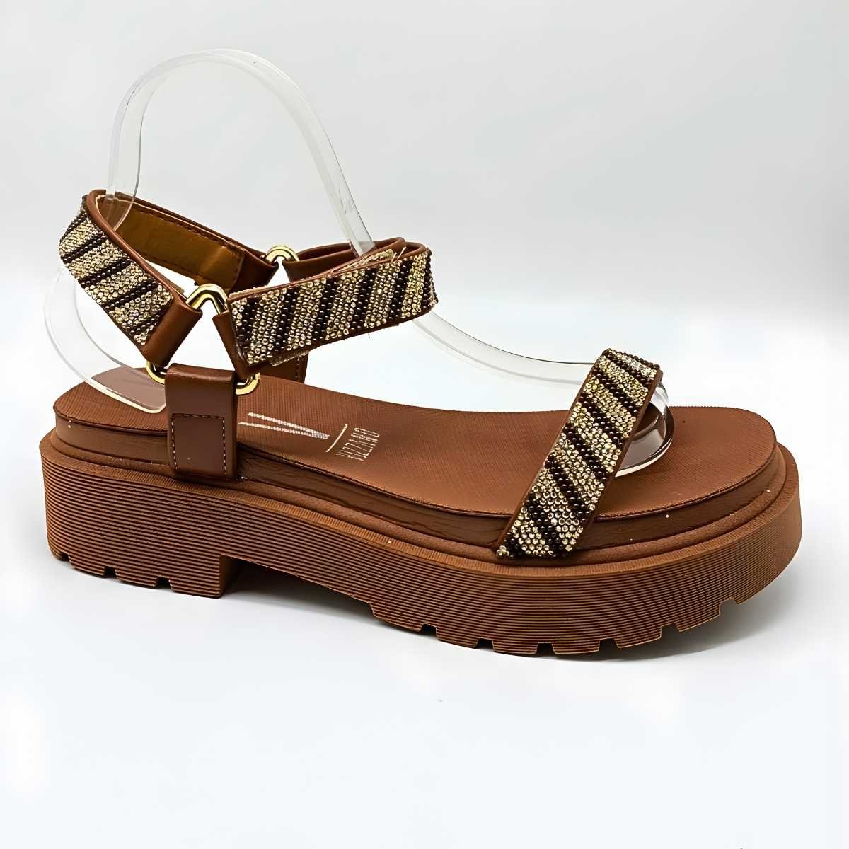 Sandalia Feminino Vizzano Papete Strass Estilo Confy 6499.103