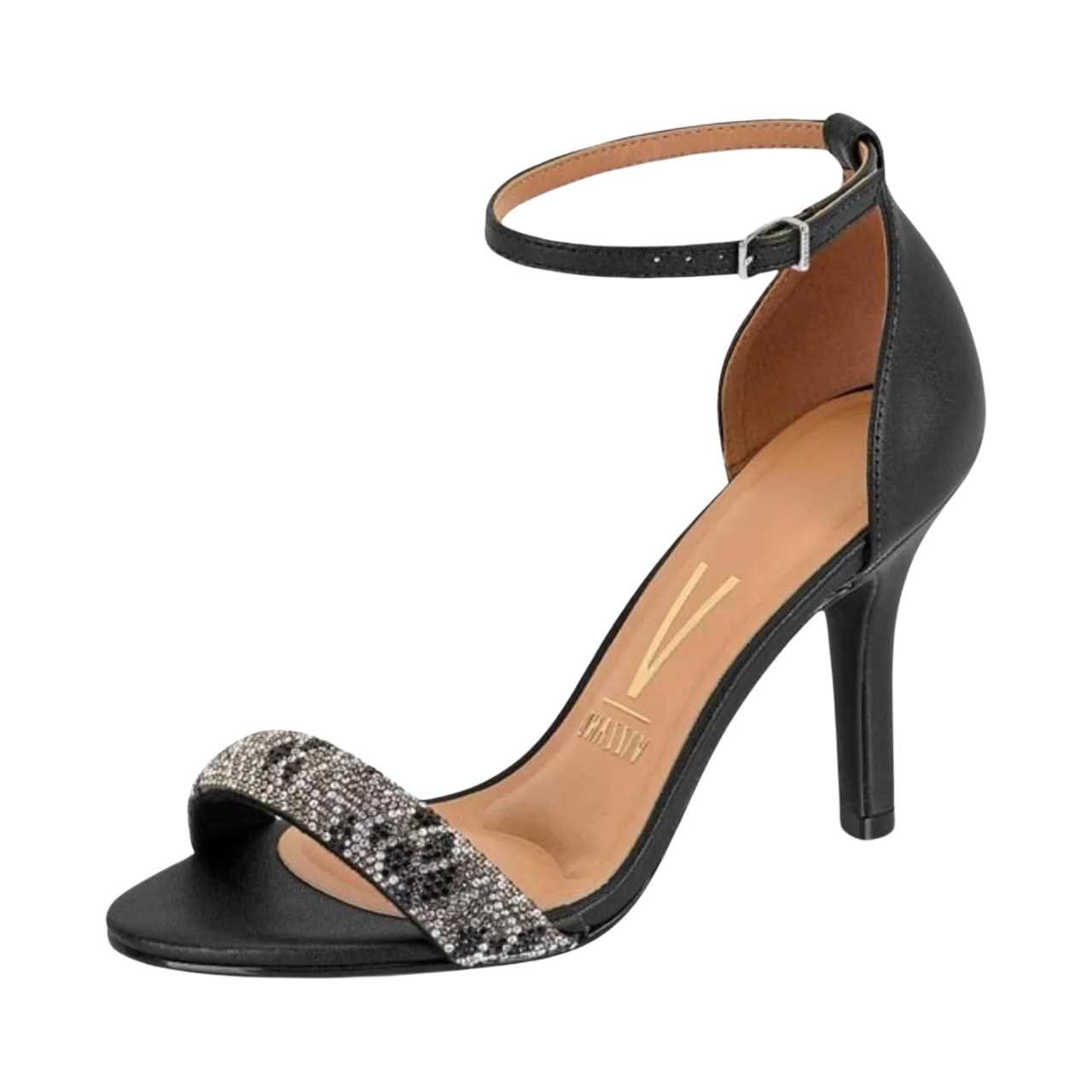 Sandália Vizzano Feminina Salto Fino Alto Strass 6249.1003 Preto 2
