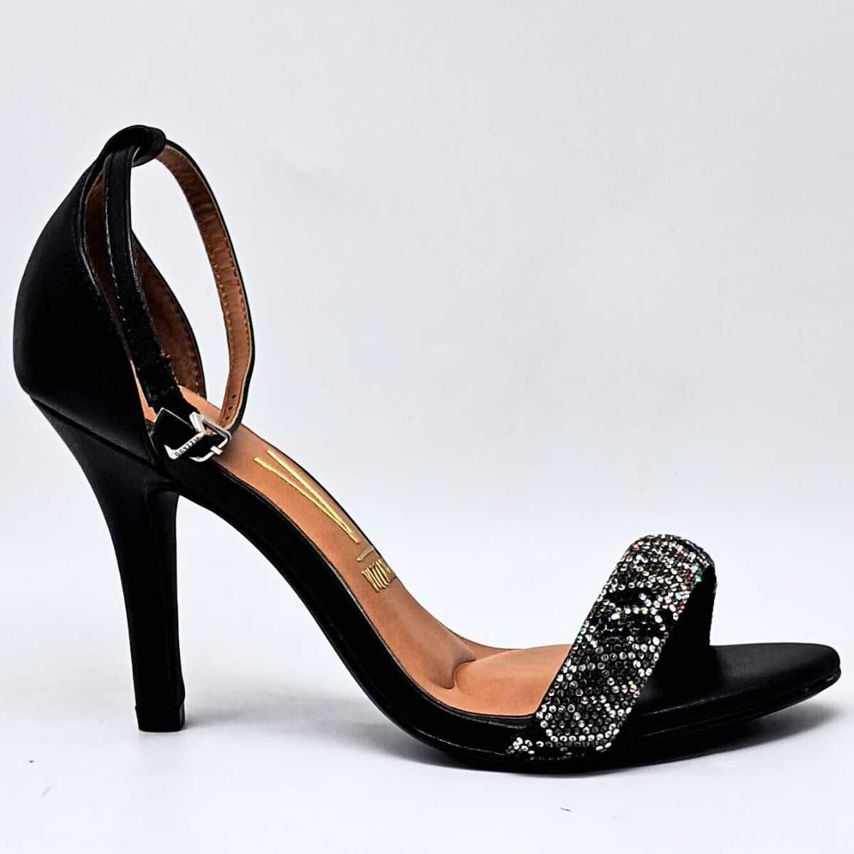 Sandália Vizzano Feminina Salto Fino Alto Strass 6249.1003 Preto 4