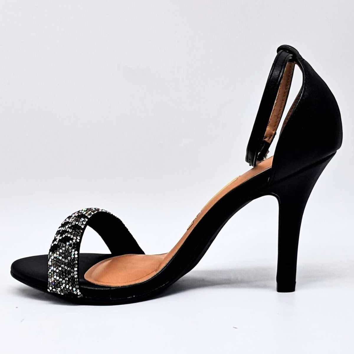 Sandália Vizzano Feminina Salto Fino Alto Strass 6249.1003 Preto 6