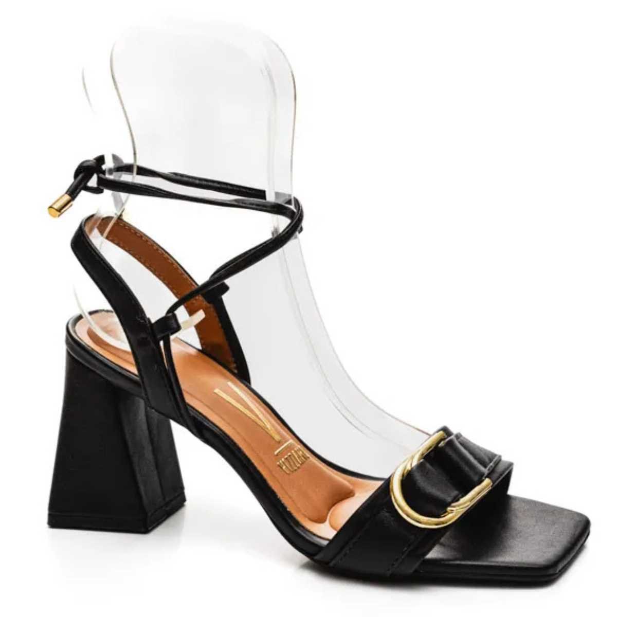 Sandália Vizzano Feminino Salto Flare Amarrar 6464.133 Preto 5