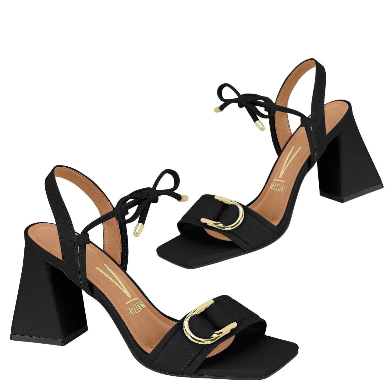 Sandália Vizzano Feminino Salto Flare Amarrar 6464.133 Preto 8