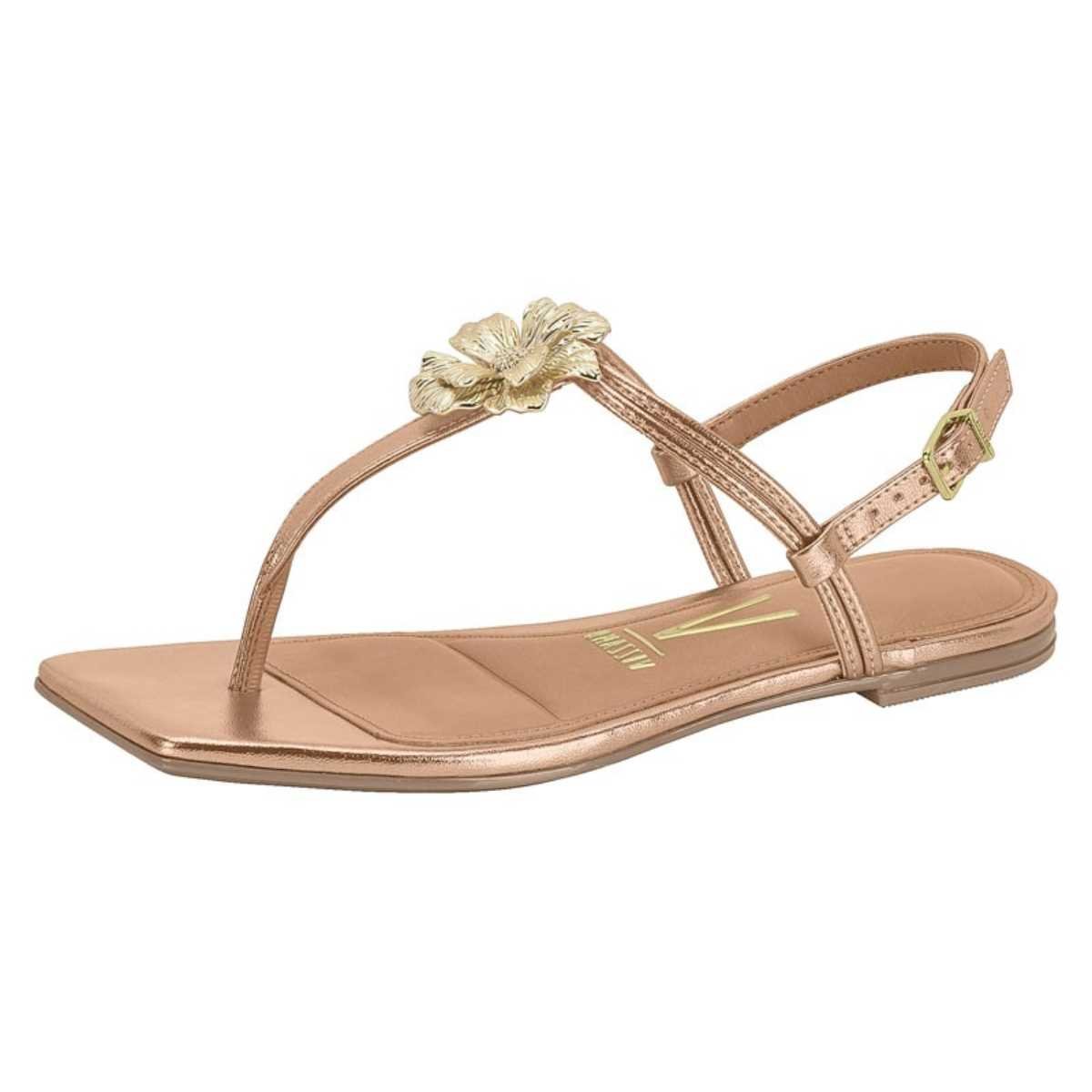 Sandália Rasteira Bico Quadrado Vizzano 6513.201 Dourado 2