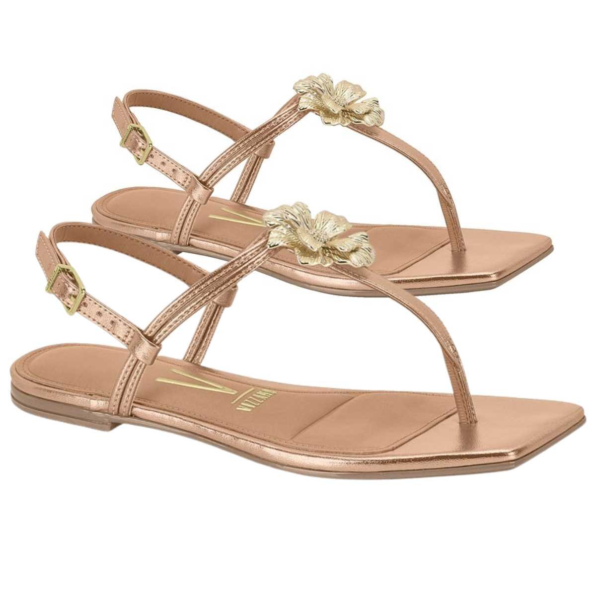 Sandália Rasteira Bico Quadrado Vizzano 6513.201 Dourado 4