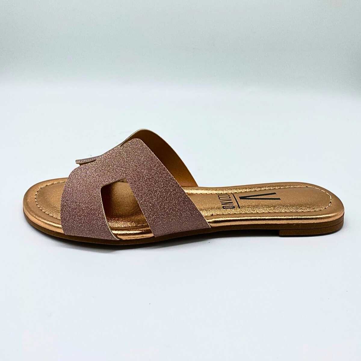 Sandália Feminina Vizzano Rasteirinha H Glitter Estilo Leve 6371.167 Dourado 2