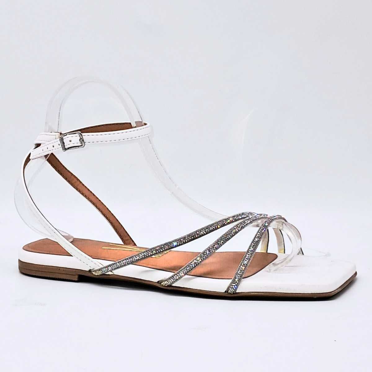 Sandália Rasteira Feminino 3 Tiras Vizzano 6513.107 Branco 2