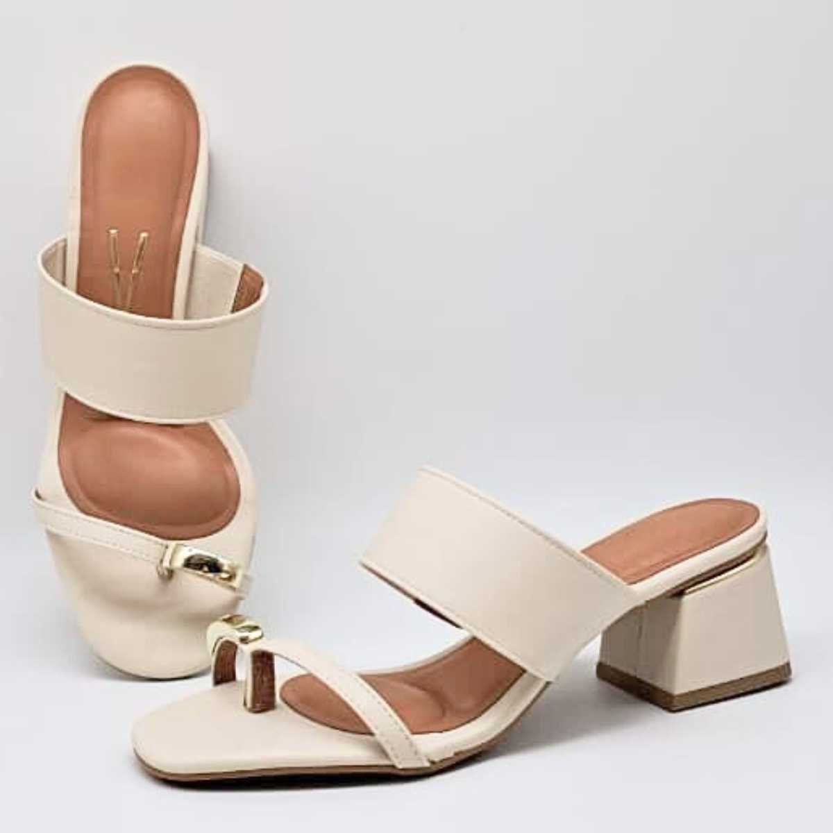 Tamanco Feminino Vizzano Sandália Salto Quadrado 6428.148 Branco 3