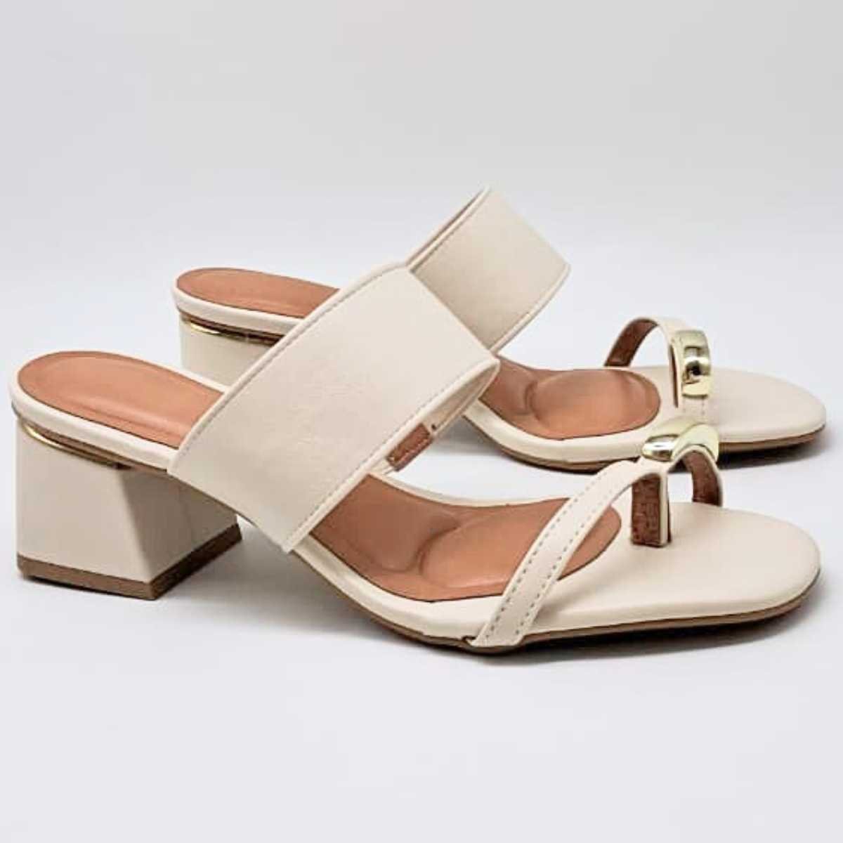 Tamanco Feminino Vizzano Sandália Salto Quadrado 6428.148 Branco 5