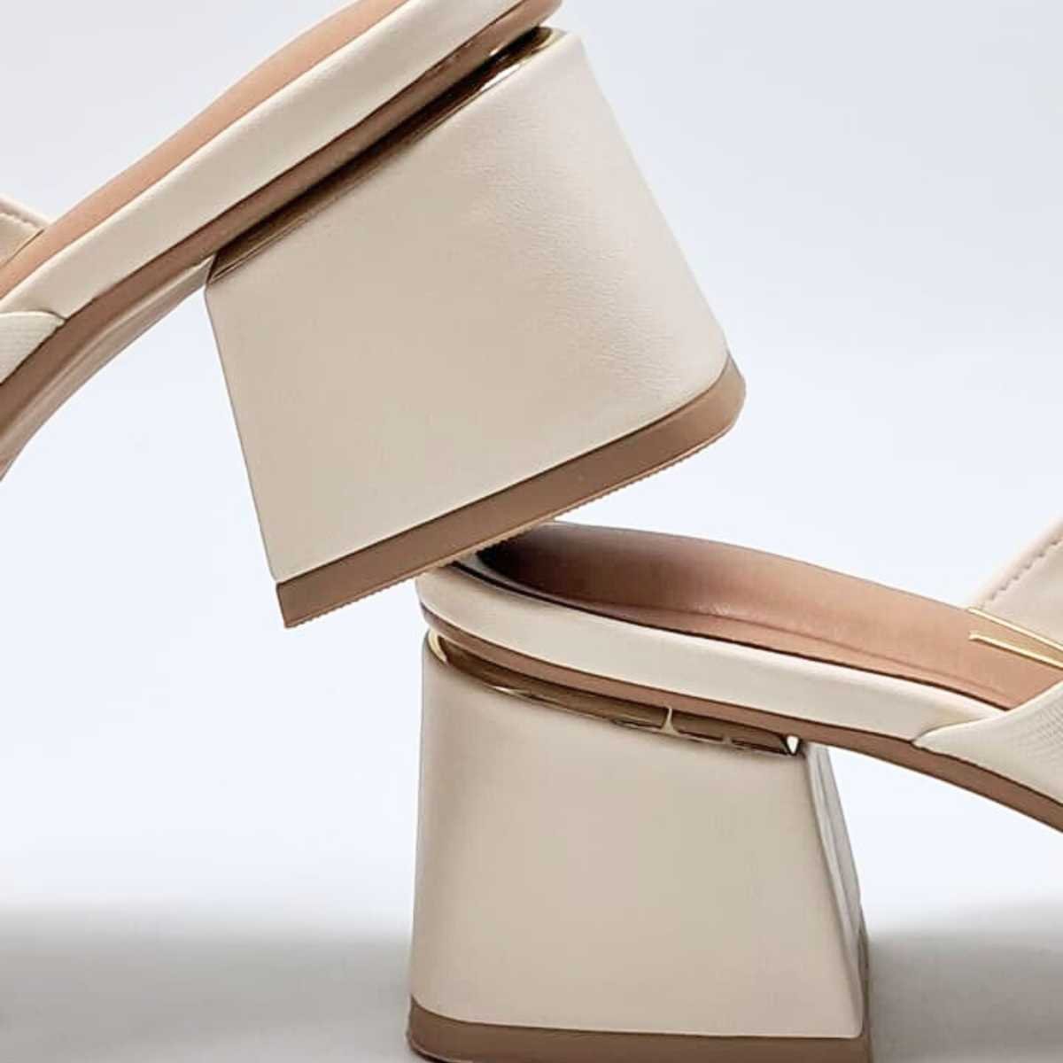 Tamanco Feminino Vizzano Sandália Salto Quadrado 6428.148 Branco 6