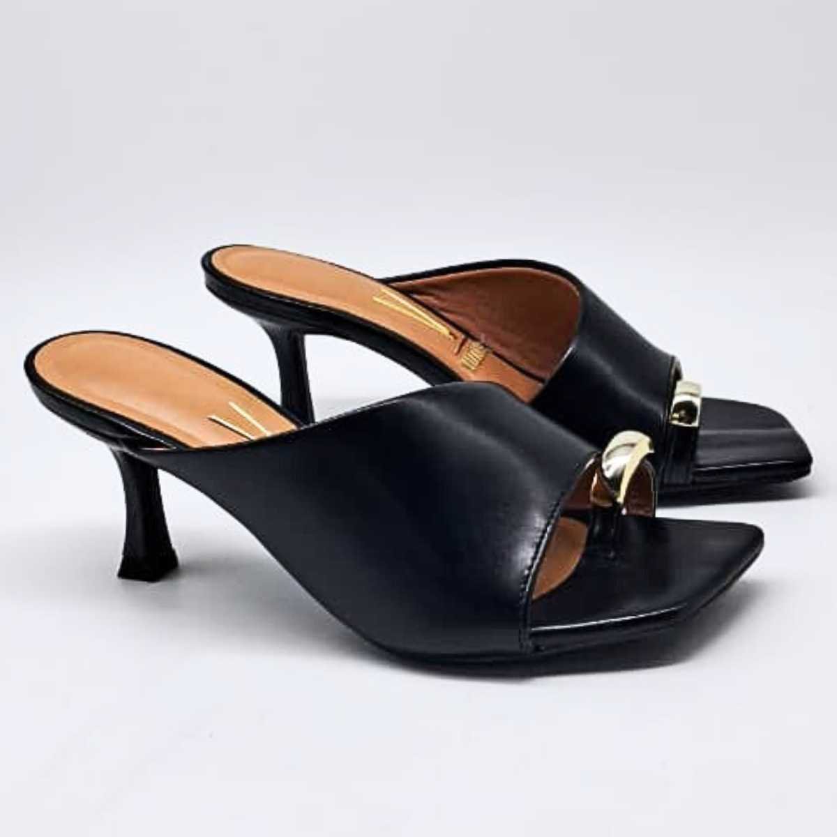 Sandália Feminina Vizzano Tamanco Mule Salto Taça Elegante 6536.102 Preto 3