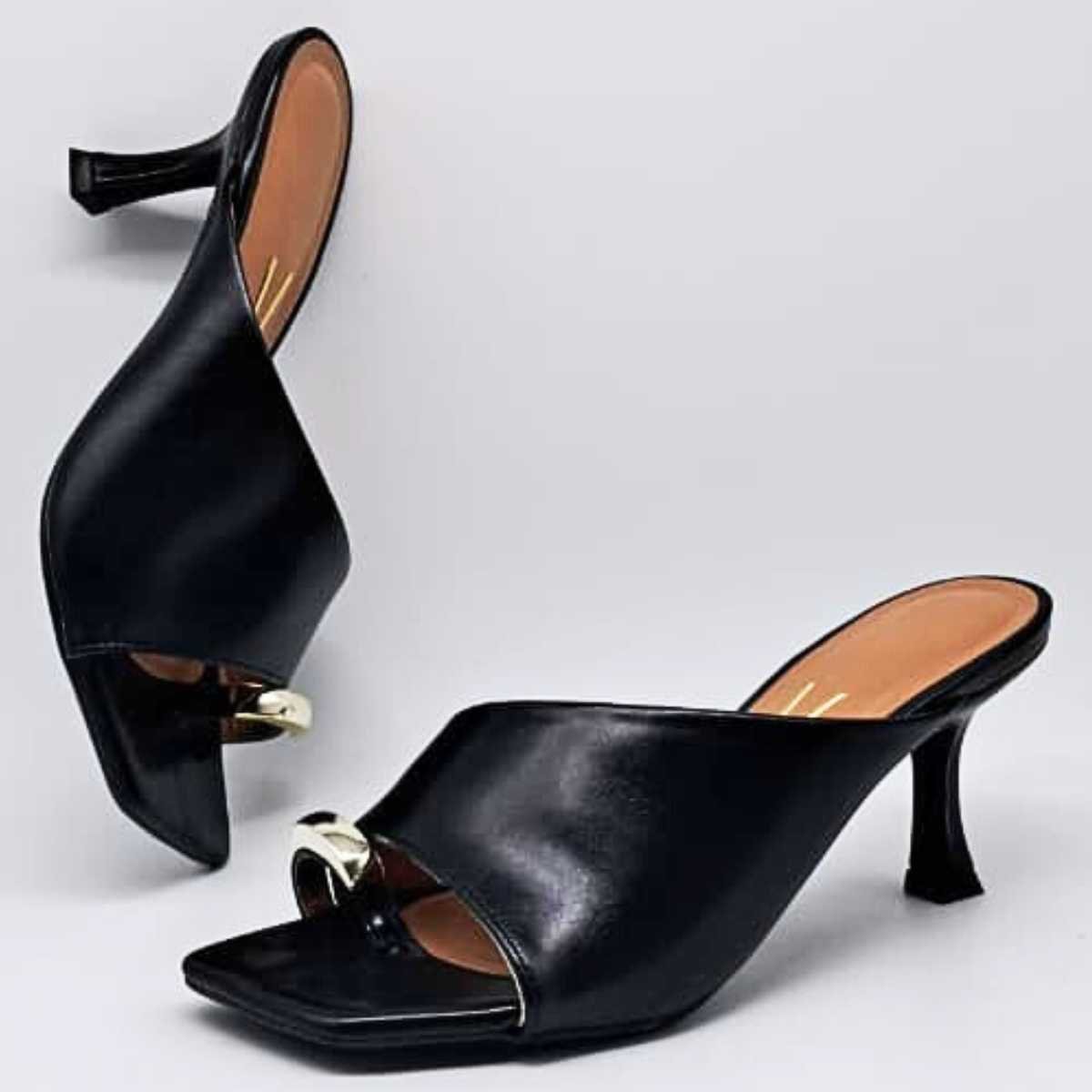 Sandália Feminina Vizzano Tamanco Mule Salto Taça Elegante 6536.102 Preto 4