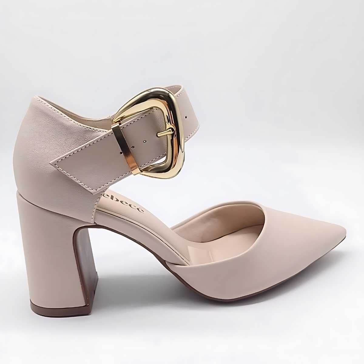 Sapato Bebecê Scarpin Feminino Fivela Conforto T7021-217 Bege 2