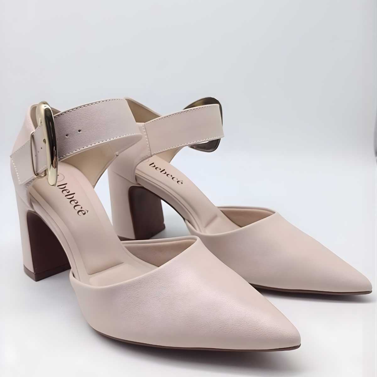 Sapato Bebecê Scarpin Feminino Fivela Conforto T7021-217 Bege 3