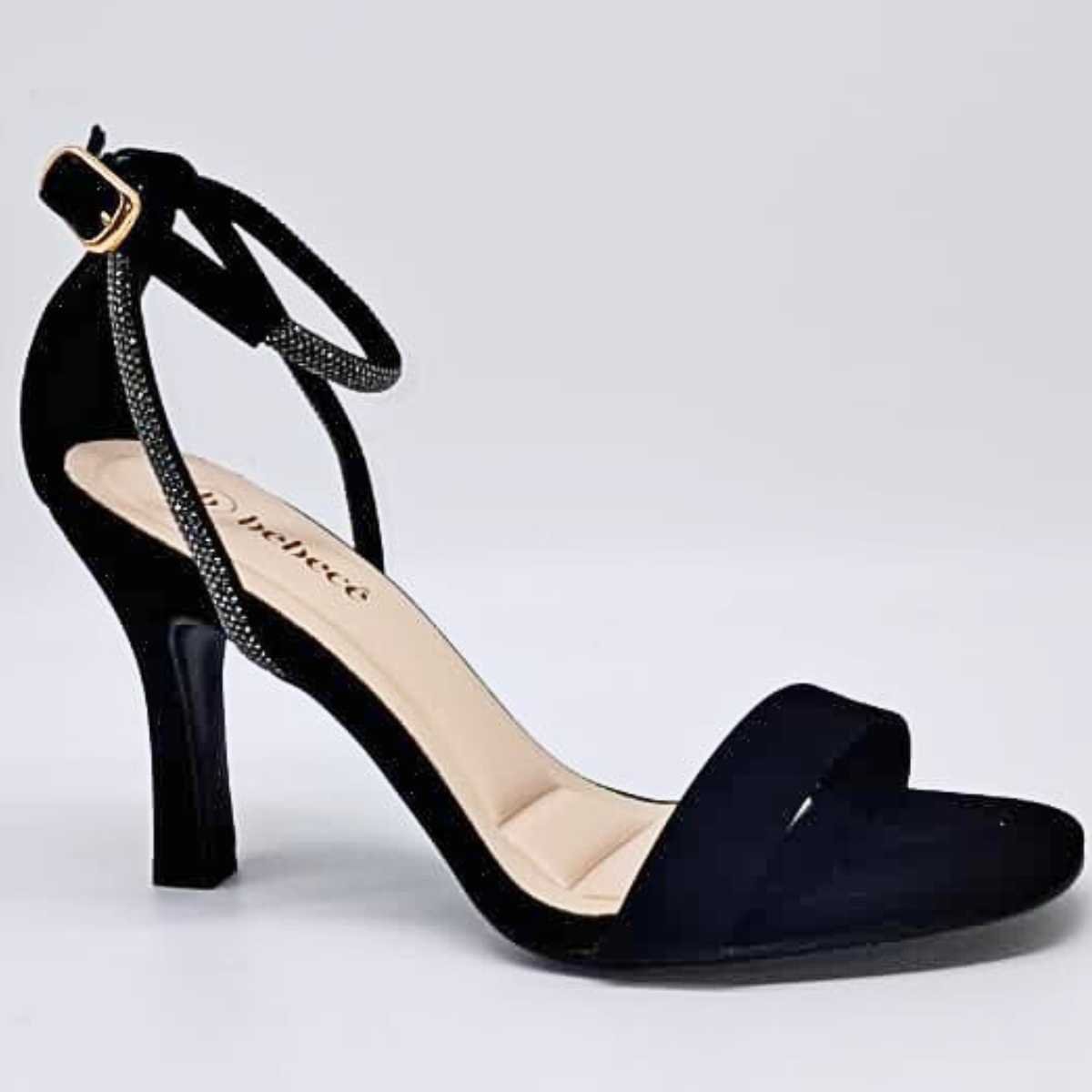 Sandália Feminina Bebecê Salto Alto Estilo Brilho T7539-463 Preto 1