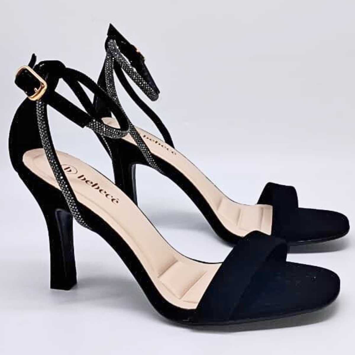 Sandália Feminina Bebecê Salto Alto Estilo Brilho T7539-463 Preto 3
