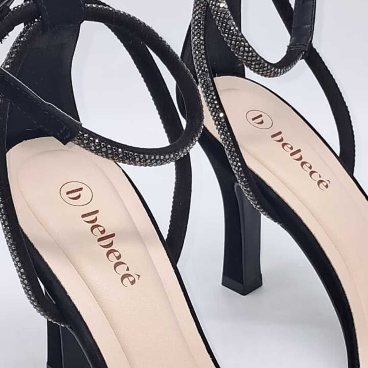 Sandália Feminina Bebecê Salto Alto Estilo Brilho T7539-463 Preto 4