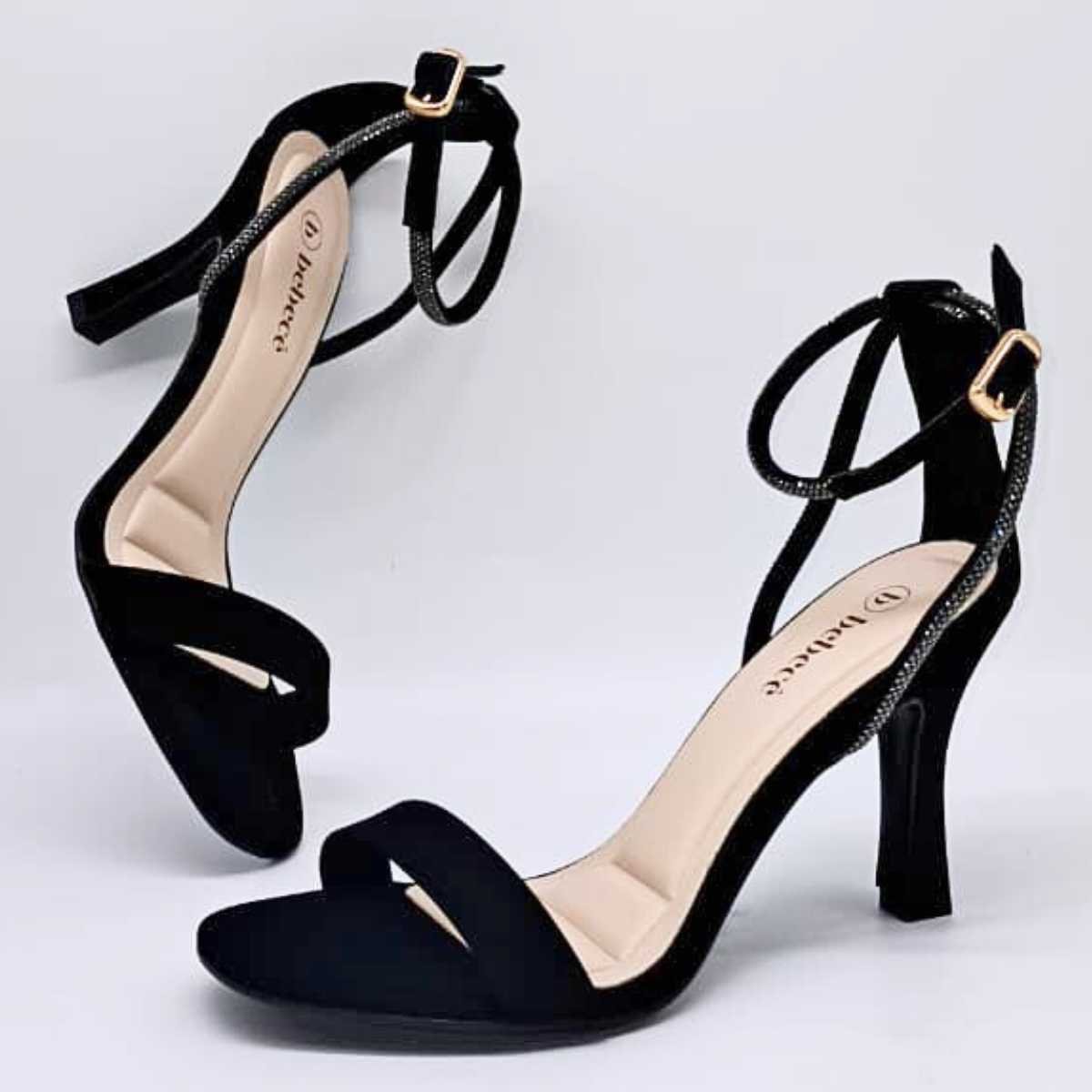 Sandália Feminina Bebecê Salto Alto Estilo Brilho T7539-463 Preto 5
