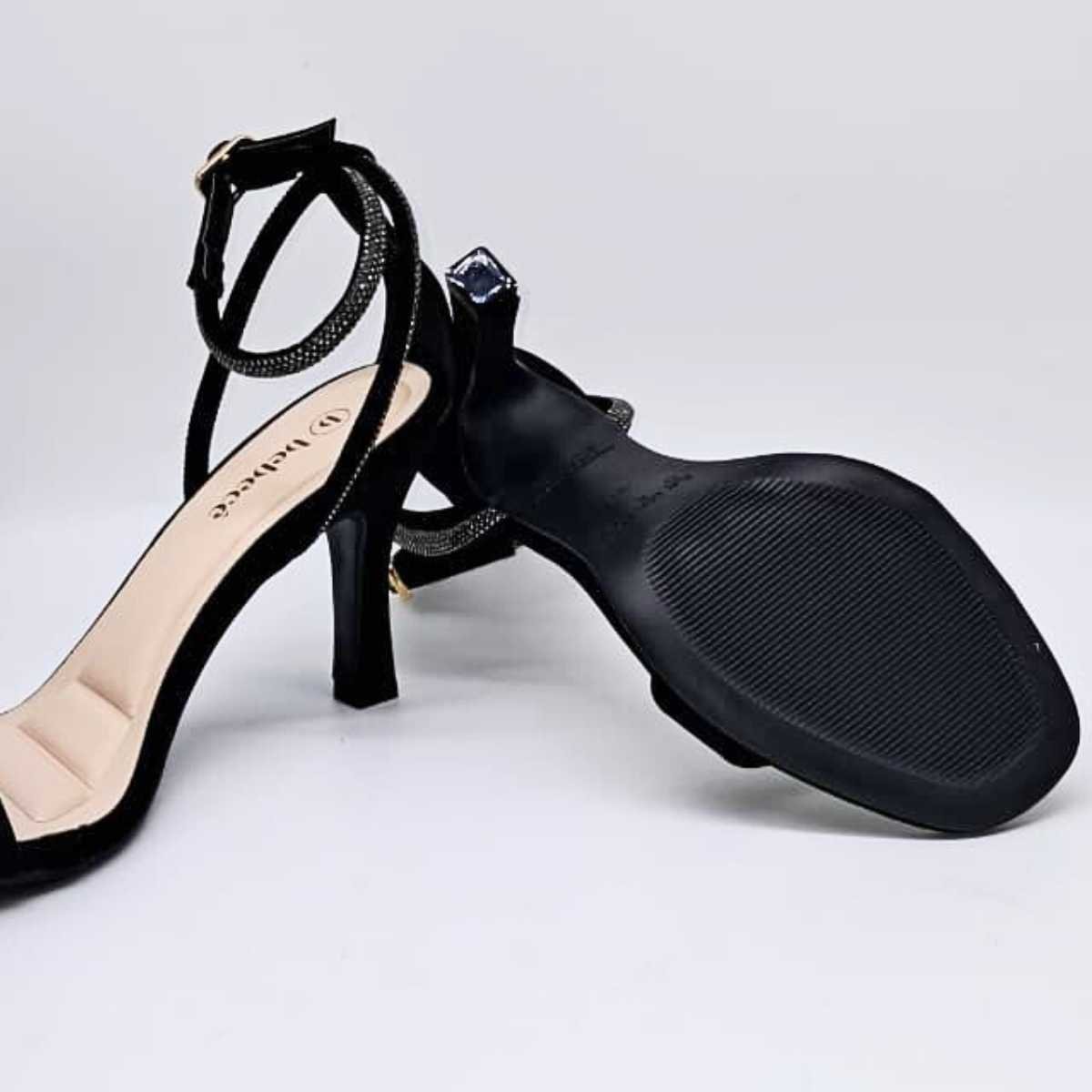 Sandália Feminina Bebecê Salto Alto Estilo Brilho T7539-463 Preto 7