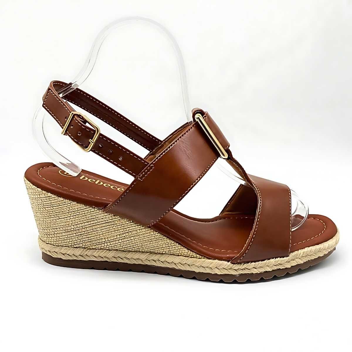 Sandália Feminina Bebecê Salto Anabela Confy Leve T5828-182 Marrom 3