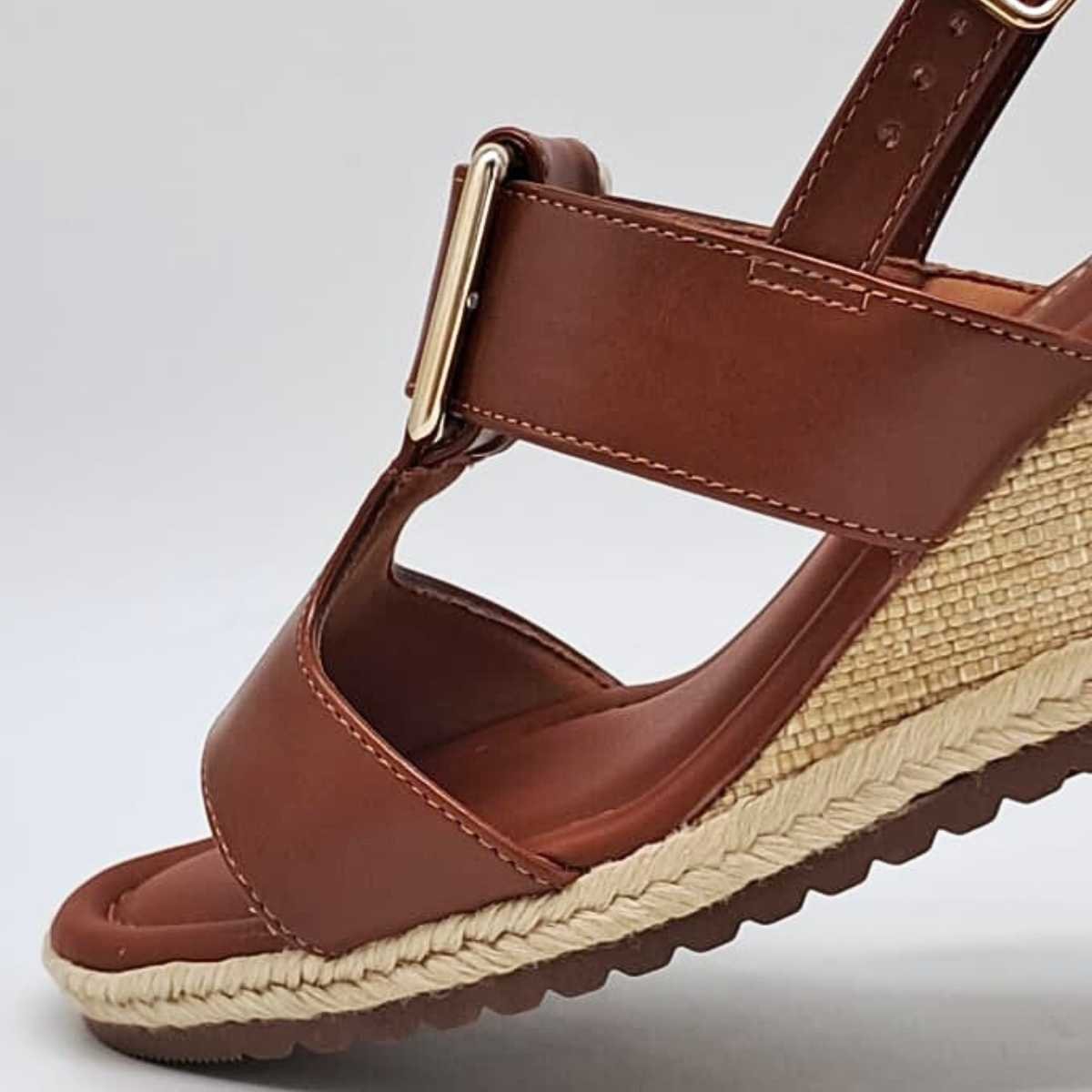 Sandália Feminina Bebecê Salto Anabela Confy Leve T5828-182 Marrom 4