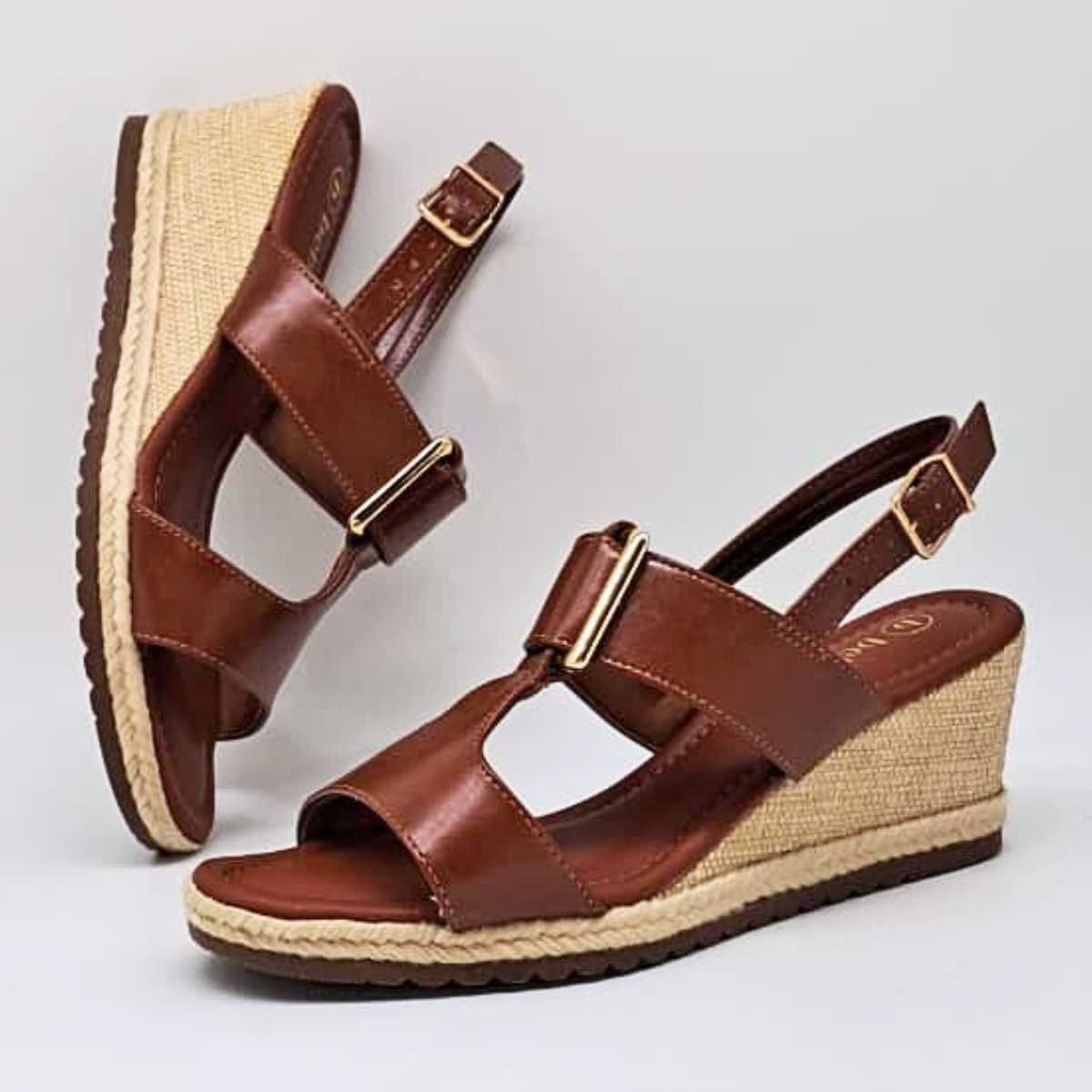 Sandália Feminina Bebecê Salto Anabela Confy Leve T5828-182 Marrom 6