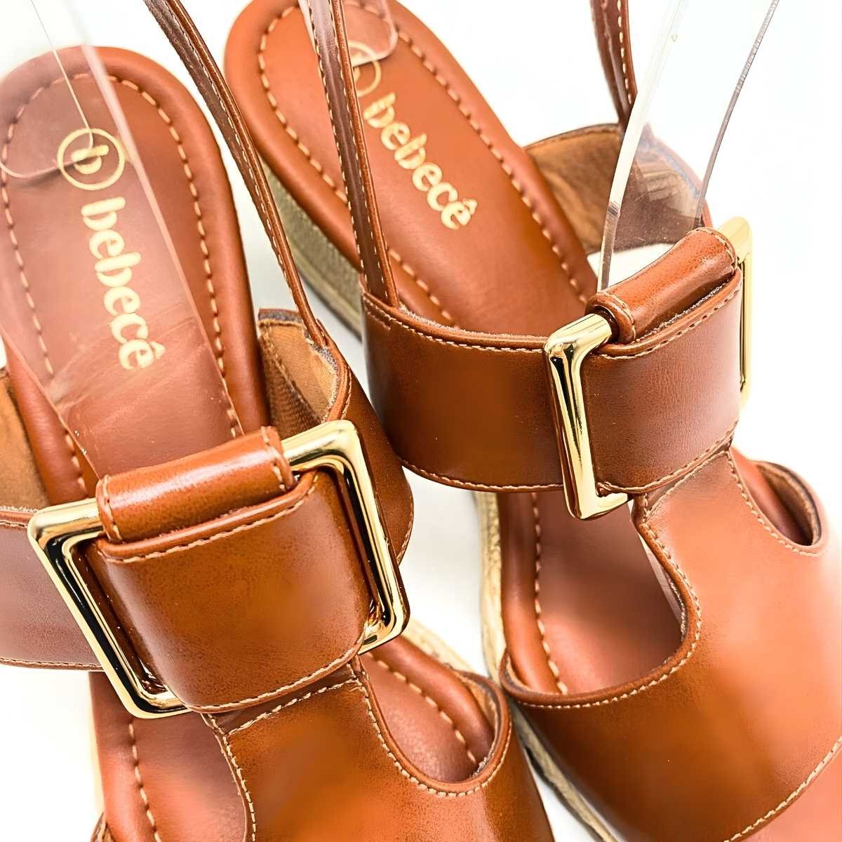 Sandália Feminina Bebecê Salto Anabela Confy Leve T5828-182 Marrom 9