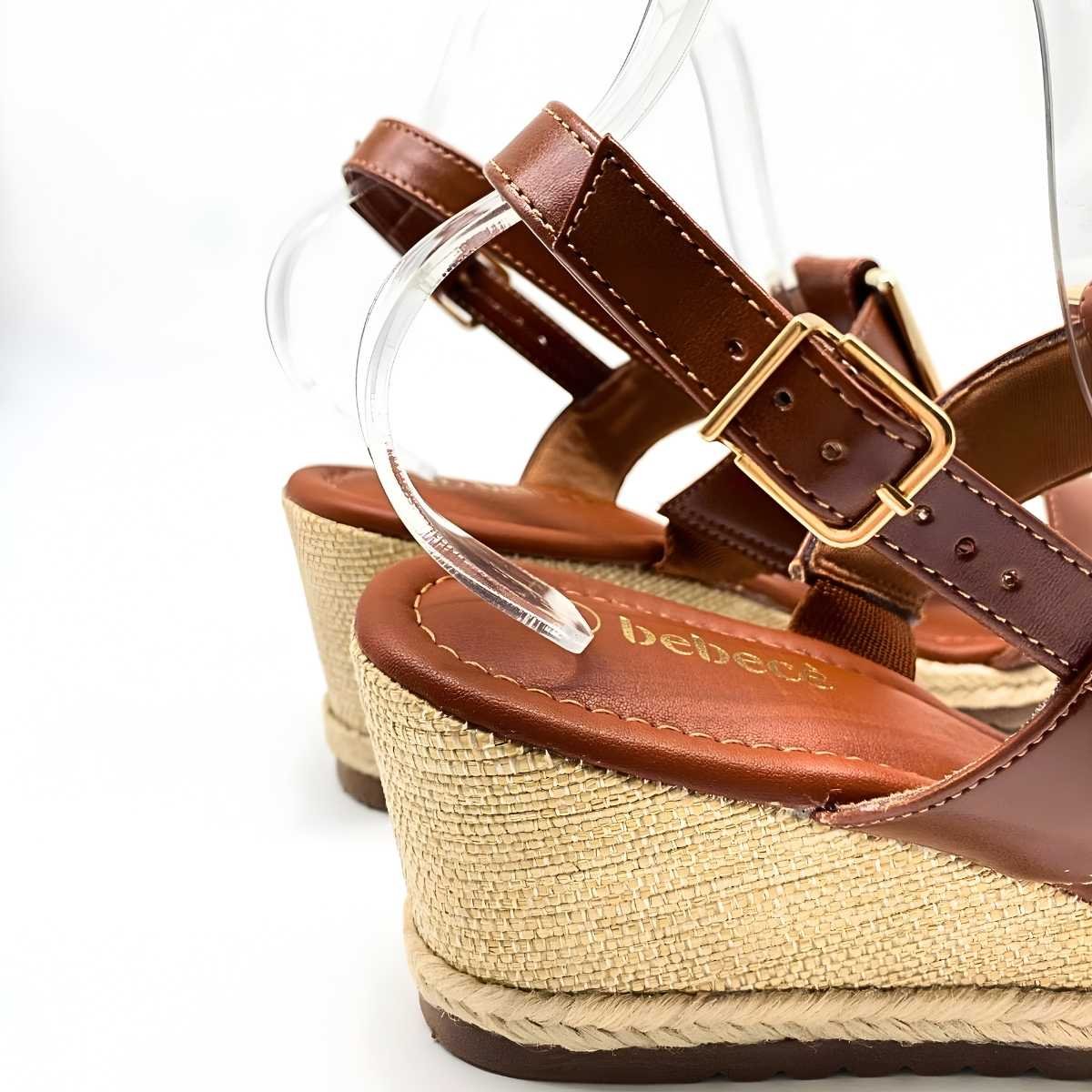 Sandália Feminina Bebecê Salto Anabela Confy Leve T5828-182 Marrom 10