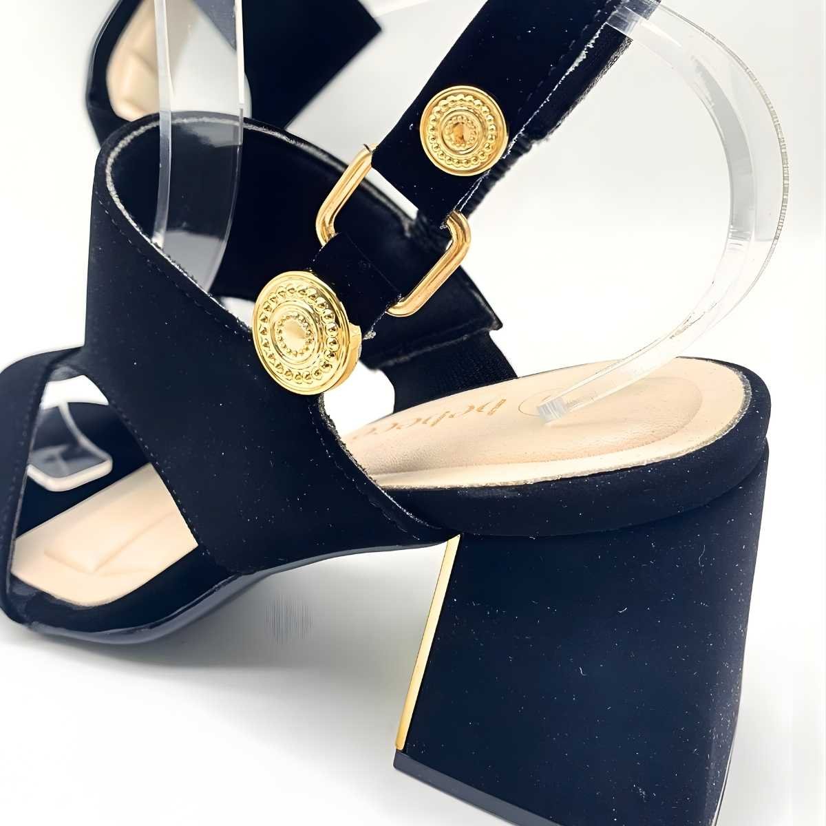 Sandália Feminina Bebecê Salto Médio Estilo Confy T6099-102 Preto 6