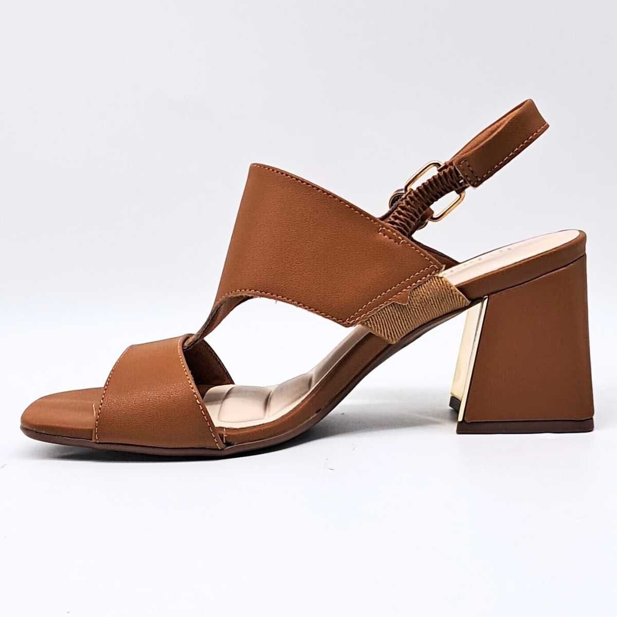 Sandália Feminina Bebecê Salto Médio Estilo Confy T6099-102 Marrom 2