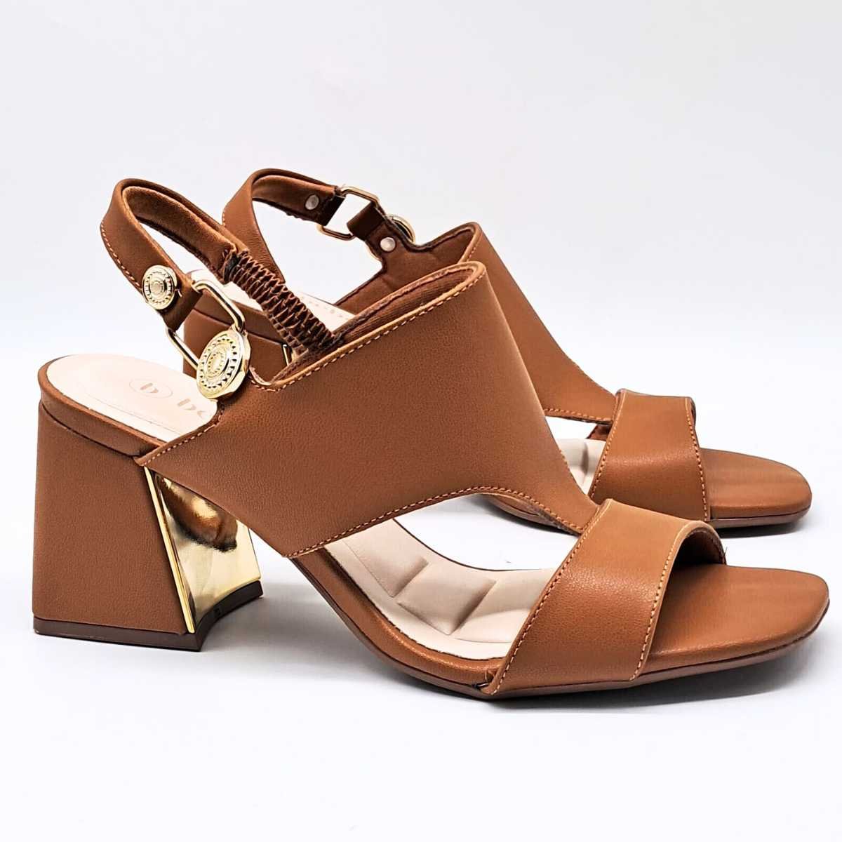 Sandália Feminina Bebecê Salto Médio Estilo Confy T6099-102 Marrom 3