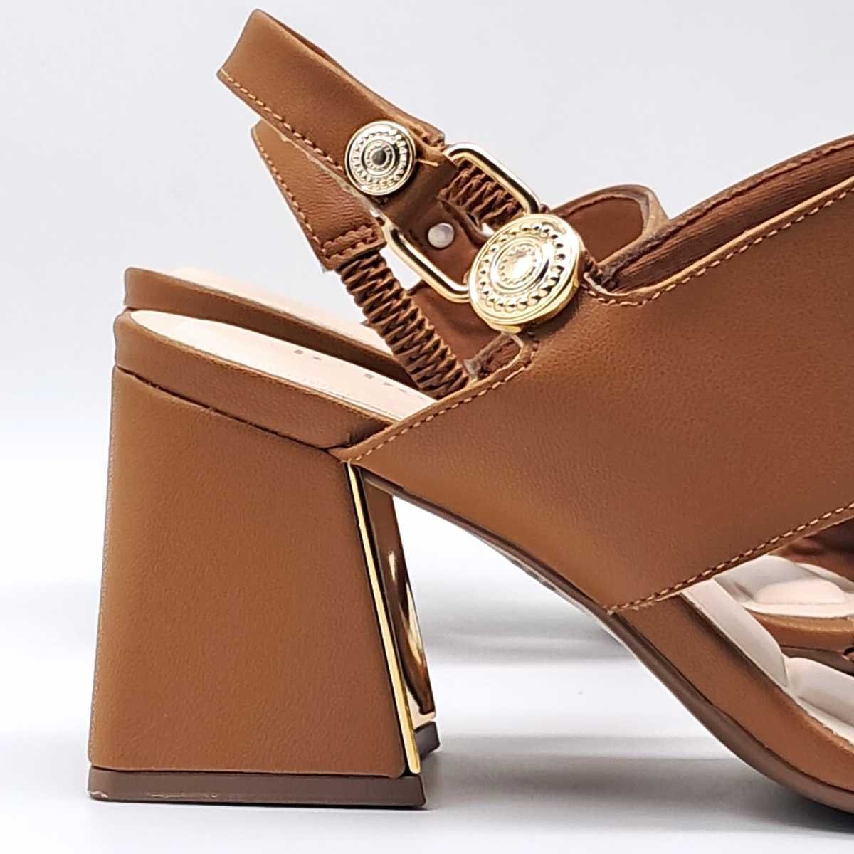 Sandália Feminina Bebecê Salto Médio Estilo Confy T6099-102 Marrom 5