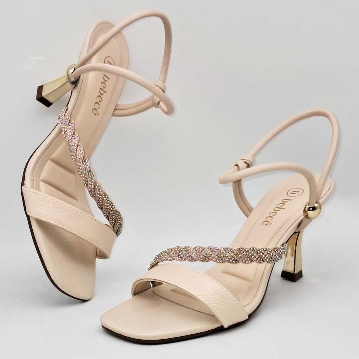 Sandália Feminina Bebecê Salto Elegante Estilosa T7559-643 Bege 3