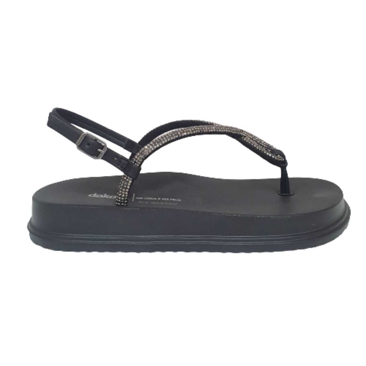Sandália Feminina Dakota Papete Strass Conforto Estilo Y6241 Preto 1