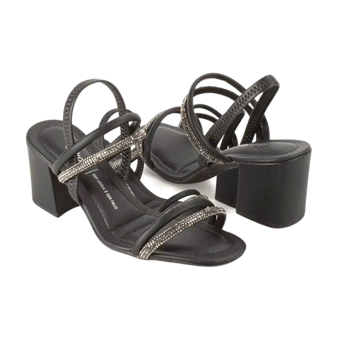 Sandália Feminina Dakota Salto Baixo Conforto Estilo Y6875 Preto 4