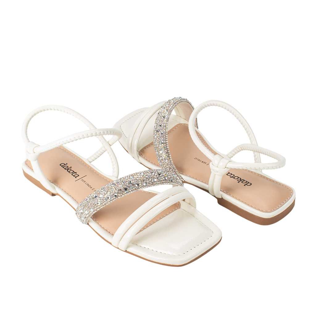 Sandália Feminina Dakota Rasteirinha Estilo Conforto Y7622 Branco 8