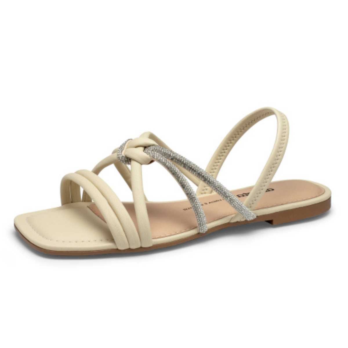 Sandália Rasteira Dakota Tira Com Strass Y8403 Bege 2