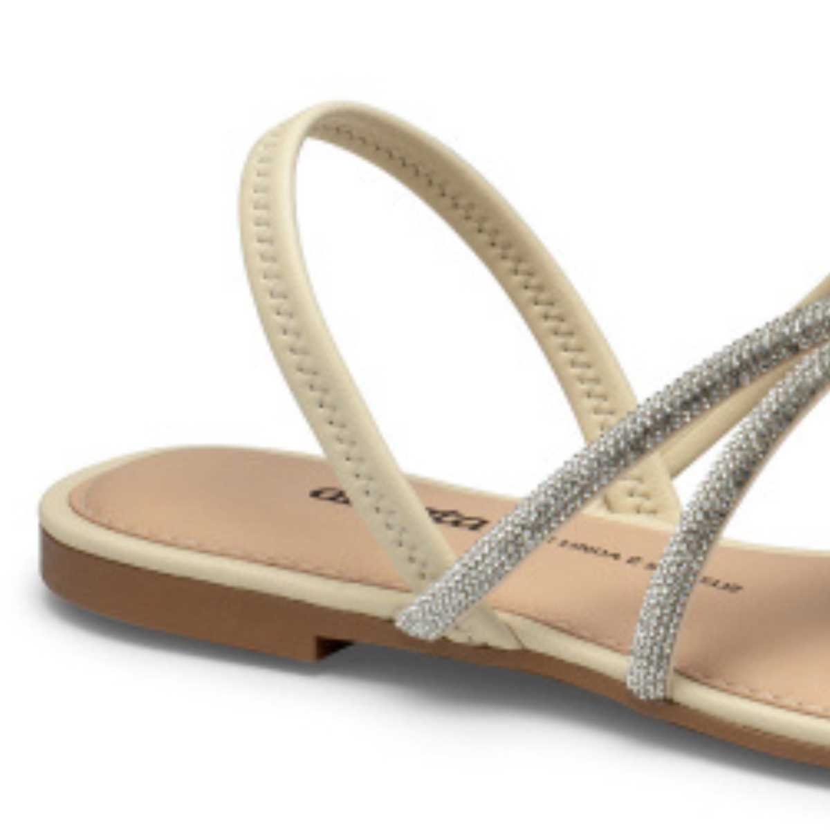 Sandália Rasteira Dakota Tira Com Strass Y8403 Bege 4