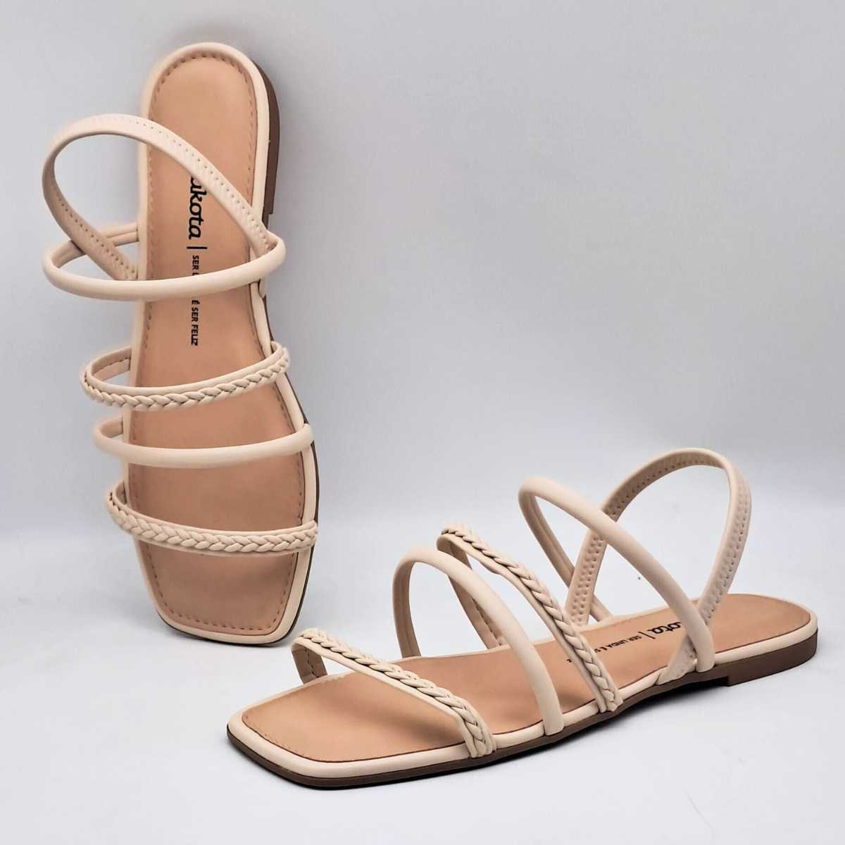 Sandália Feminina Dakota Rasteirinha Conforto Estilo Y8042 Bege 4