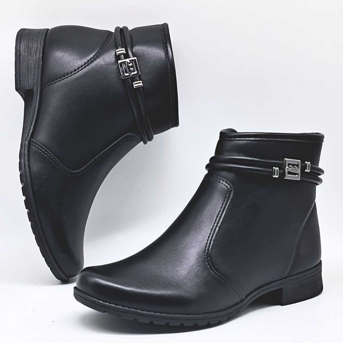 Bota Feminino Cano Curto Entrelaçada Dakota Da923 Preto 6
