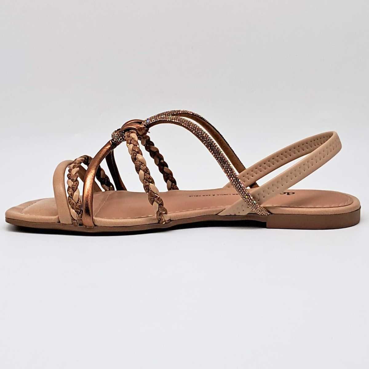 Sandália Feminina Dakota Rasteirinha Strass Leve Y9601 Marrom 2