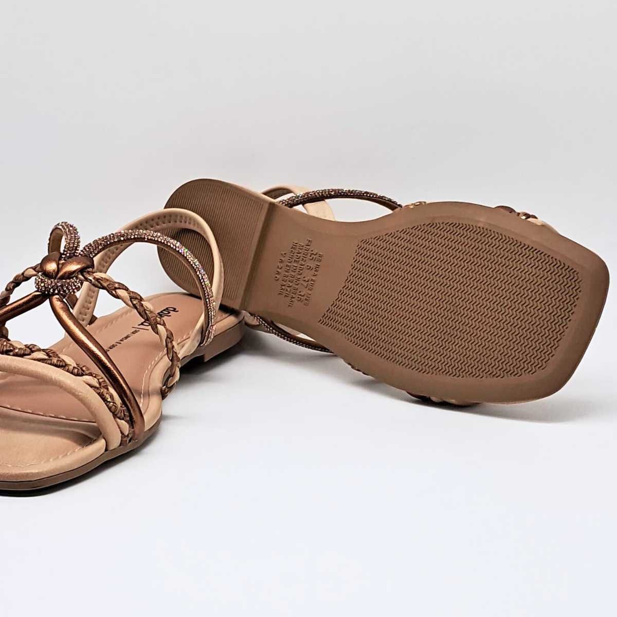 Sandália Feminina Dakota Rasteirinha Strass Leve Y9601 Marrom 6
