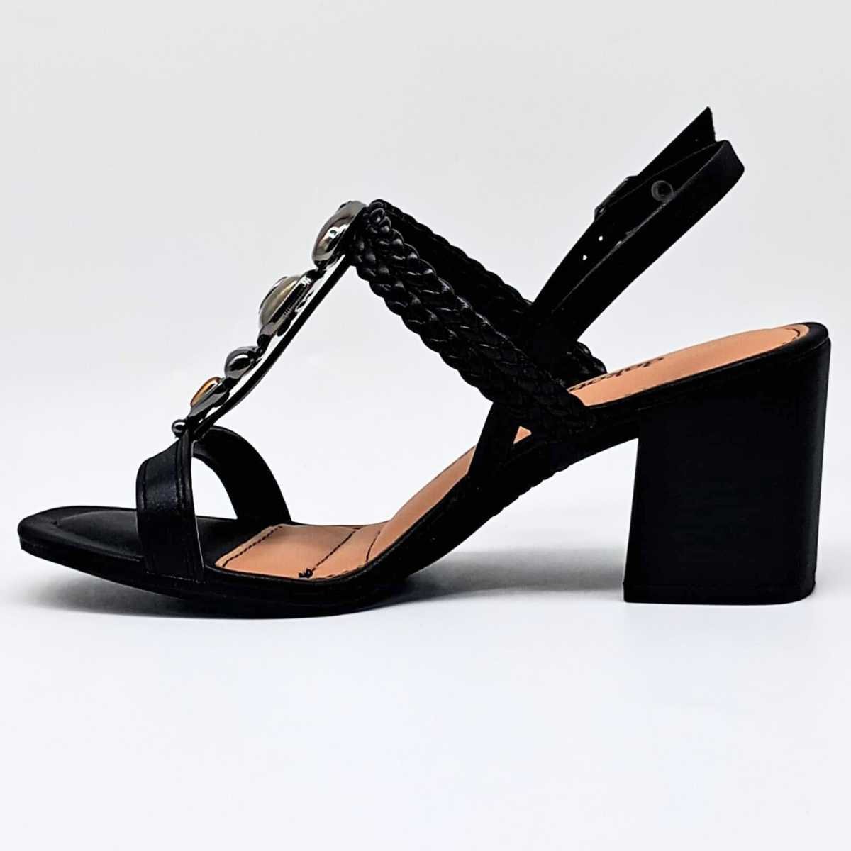 Sandália Feminina Dakota Salto Baixo Pedraria Dakota Y9981 Preto 2