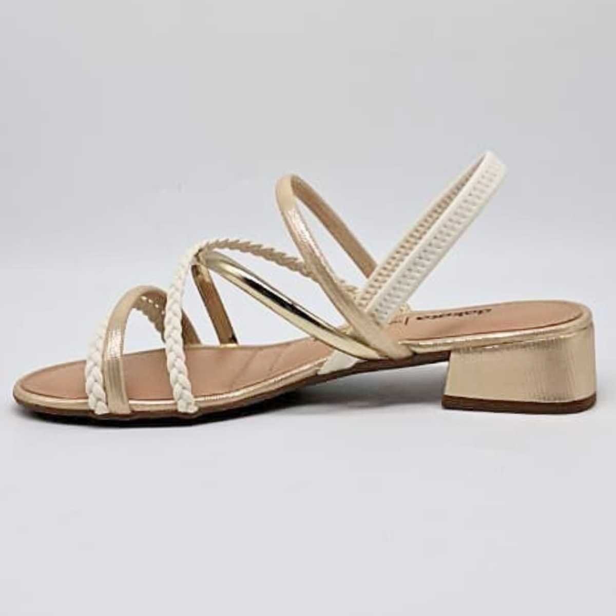 Sandália Feminina Dakota Salto Baixo Estilo Conforto Y9342 Dourado 2